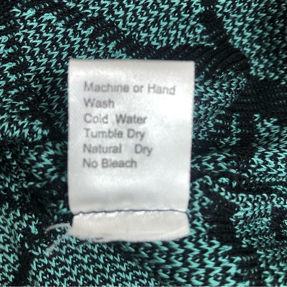 Ming Wang Black and Teal Abstract Print Acrylic Cardigan Sweater XS EUC - Picture 6 of 6
